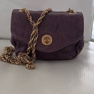Marc Jacob’s Luxurious Purple and Gold Crossbody Bag with Chain Strap